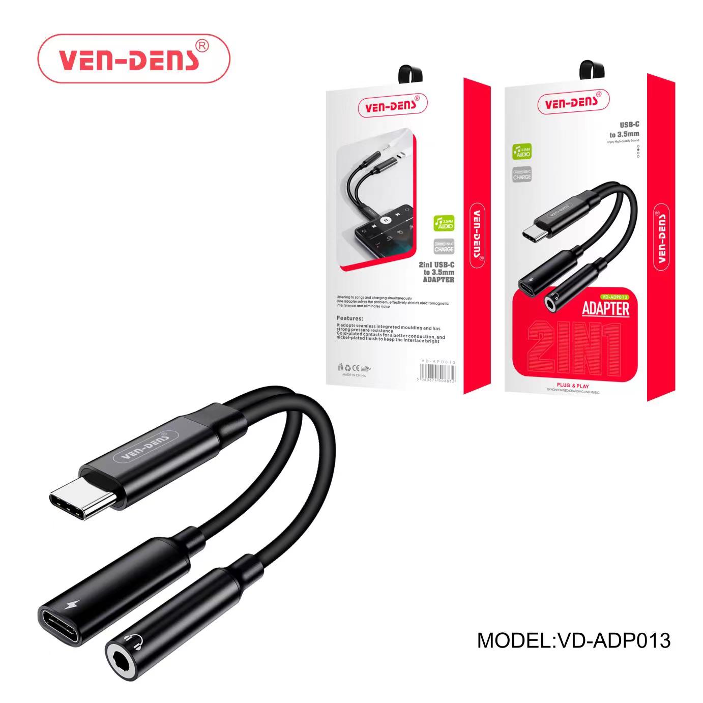Ven-Dens VD-ADP013 USB C to 3.5mm Headphone Adapter and Charger